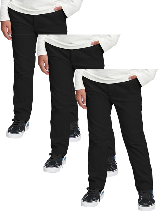 3 Pack Boy's Stretch Slim Fit School Uniform Chino Pants
